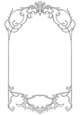 Rococo Süslü Sınır Çerçeve İllüstrasyonu