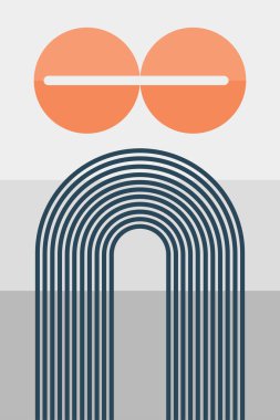 Kalın Şekiller ve Retro Renk Paleti ile Modern Geometrik Soyut Kemer Posteri