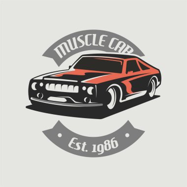 Retro car logo design. Vintage vehicle logo design concept. Retro american muscle car logo. Vintage vehicle collection logo