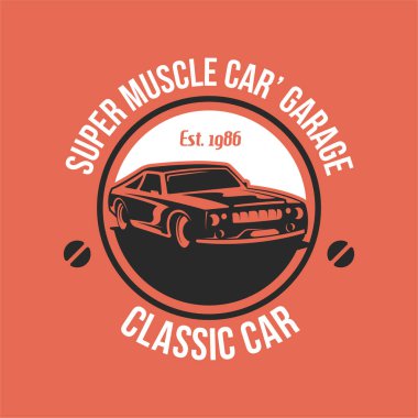 Retro car logo design. Vintage vehicle logo design concept. Retro american muscle car logo. Vintage vehicle collection logo