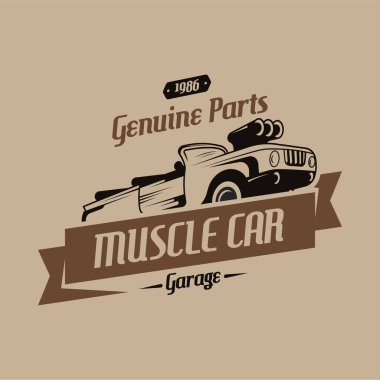 Retro car logo design. Vintage vehicle logo design concept. Retro american muscle car logo. Vintage vehicle collection logo