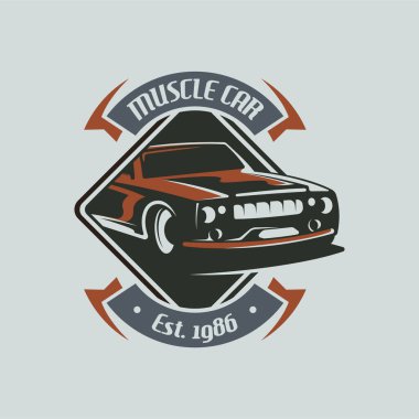 Retro car logo design. Vintage vehicle logo design concept. Retro american muscle car logo. Vintage vehicle collection logo