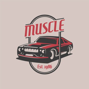 Retro car logo design. Vintage vehicle logo design concept. Retro american muscle car logo. Vintage vehicle collection logo