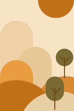 Ev ve Ofis Duvarı Dekorasyonu için Düz Renkli Peyzaj Posteri. Çağdaş Minimalist Dağ Manzarası Duvar Posteri Tasarımı