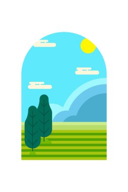 Duvar Sanatı Dekorasyonu için Düz Minimalist Renkli Peyzaj Posteri. Çağdaş Minimalist Dağ Manzarası Duvar Sanatı Posteri Tasarımı