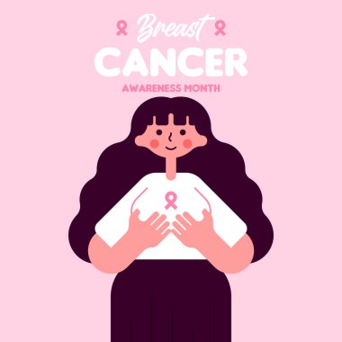 Meme Kanseri Bilinçlendirme ay illüstrasyon