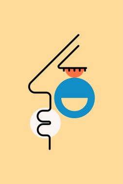 Modern Soyut Yüz Çizgisi Sanat İllüstrasyonu. Minimalist Geometrik Yüz Sanat Koleksiyonu