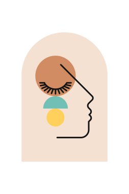 Modern Soyut Boho Yüz Resimleri. Minimalist Geometrik Boho Yüz Duvarı Sanat Dekorasyonu