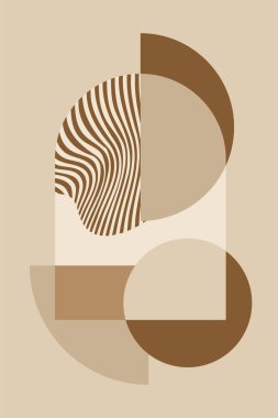 Modern Bauhaus Earth Tone Soyut Duvar Sanatı Minimalist Yatak Odası ve Oturma Odası Dekorasyonu Posteri. Toprak Tonu Modern Bauhaus Posteri