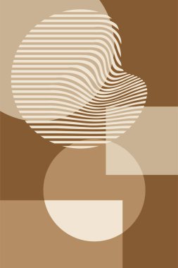 Modern Bauhaus Earth Tone Soyut Duvar Sanatı Minimalist Yatak Odası ve Oturma Odası Dekorasyonu Posteri. Toprak Tonu Modern Bauhaus Posteri