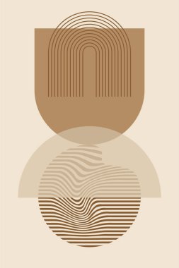 Modern Bauhaus Earth Tone Soyut Duvar Sanatı Minimalist Yatak Odası ve Oturma Odası Dekorasyonu Posteri. Toprak Tonu Modern Bauhaus Posteri