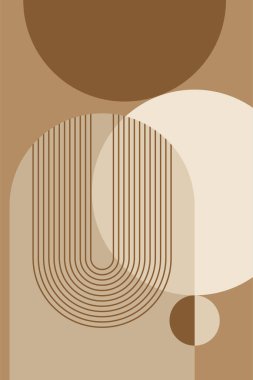 Modern Bauhaus Earth Tone Soyut Duvar Sanatı Minimalist Yatak Odası ve Oturma Odası Dekorasyonu Posteri. Toprak Tonu Modern Bauhaus Posteri