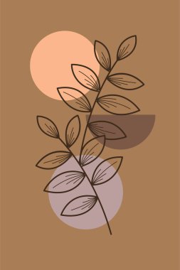 Yüzyılın ortalarında boho çiçekli oturma odası dekorasyonu. Çiçekli boho duvar dekorasyonu basılabilir poster