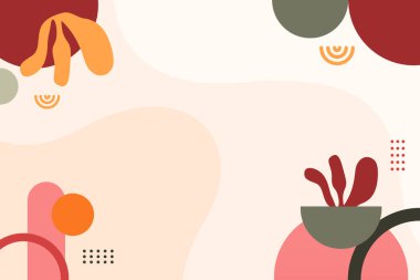 Organik şekilli ve dünyevi renklere sahip Boho soyut çerçeve arka planı, metin, davet, tebrik kartı, poster, markalaşma, sosyal medya ve yaratıcı düzen için kopyalama alanı olan minimal modern sınır tasarımı
