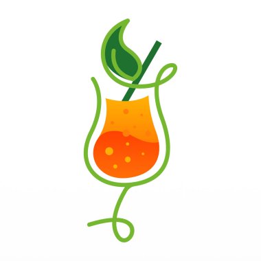 Beyaz arka planda meyve suyu logosu şablonu. Taze meyve suyu logosu tasarım şablonu