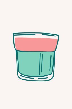 Modern Düz Tarzlı El Çizimi Kahve Bardakları. Renkli El Çizimi Kahve Kupası Çizimi