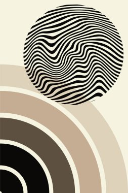 Modern soyut boho sanat eserleri geometrik şekiller ve sıcak toprak tonlarında akış çizgileri içerir. Minimalist ve ortaçağ tasarımları duvar sanatı, posterler, markalaşma, sosyal medya içeriği ve çağdaş iç dekoratöre uygundur.