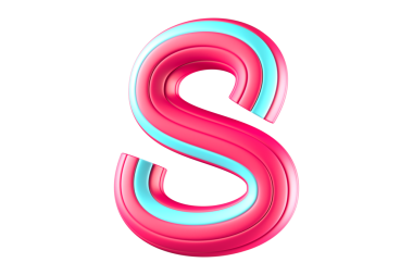 Parlak şeker şeritli 3D alfabe harfi S. Yüksek kalite 3 boyutlu boru monolini görüntüleme..