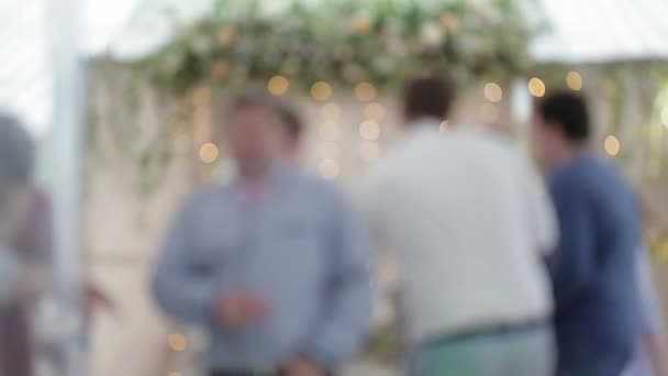 People dancing at the party abstract blur background with bokeh — Stock Video