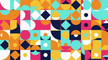 Soyut renkli geometrik mozaik desen animasyonu retro Bauhaus şekilleriyle