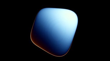 Soyut mavi organik sıvı şekil. Siyah zemin üzerinde turuncu halka ışığı var.