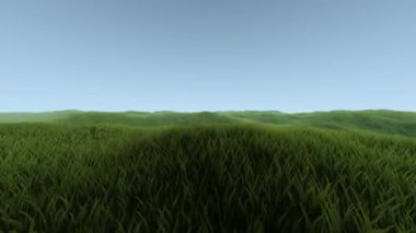 Mavi Gökyüzü Arkaplanlı Soyut Yeşil Tepe Manzarası