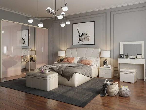 Rendering Luxus Schlafzimmer — Stockfoto