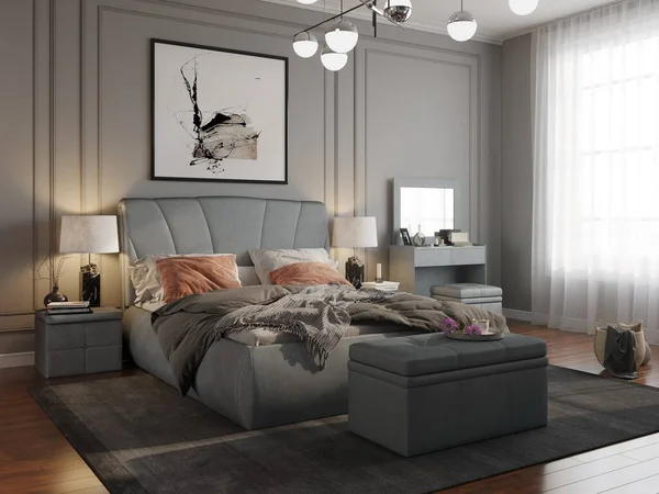 Rendering Luxus Schlafzimmer — Stockfoto