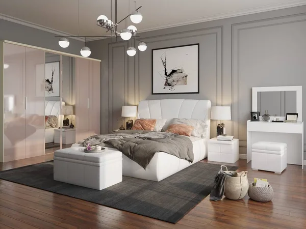 Rendering Luxus Schlafzimmer — Stockfoto