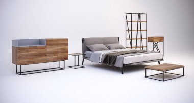 Yatak odası için 3D tavan arası mobilyası hazırlama