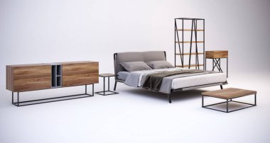 Yatak odası için 3D tavan arası mobilyası hazırlama