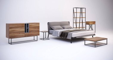 Yatak odası için 3D tavan arası mobilyası hazırlama