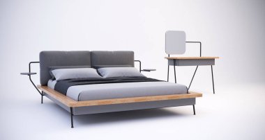 Yatak odası için 3D tavan arası mobilyası hazırlama