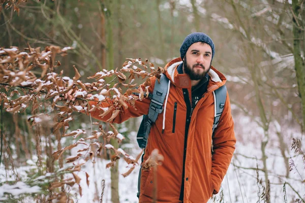 Sakallı adam traveler — Stok fotoğraf