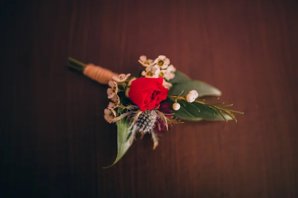 Vőlegény Boutonniere közelről — Stock Fotó