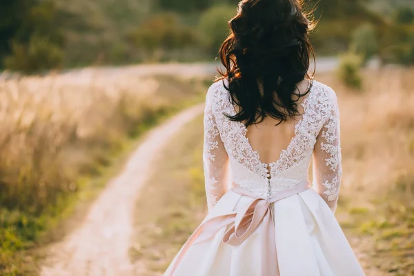 Noiva elegante em uma caminhada — Fotografia de Stock