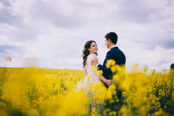 Recién casados en un paseo de bodas —  Fotos de Stock