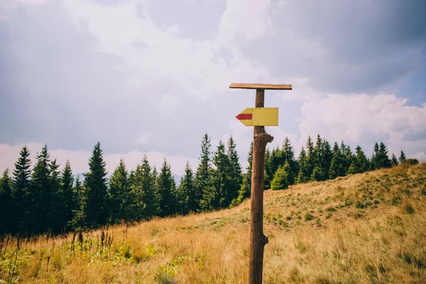 Signpost nas montanhas dos Cárpatos — Fotografia de Stock