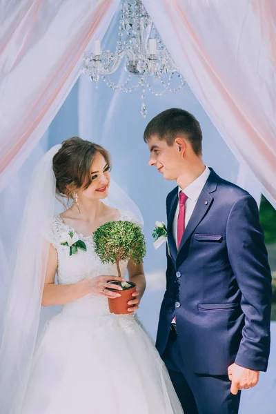 Casal casado na cerimônia de casamento — Fotografia de Stock