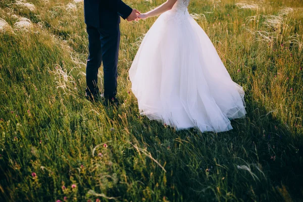 Mariée et marié sur une falaise — Photo