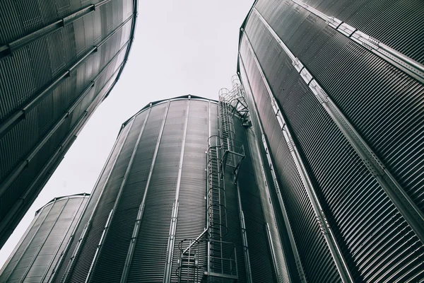 Stainless steel silos — Stock Photo, Image