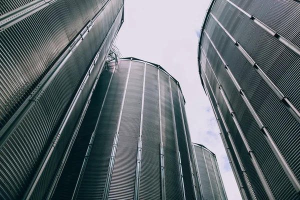 Stainless steel silos — Stock Photo, Image