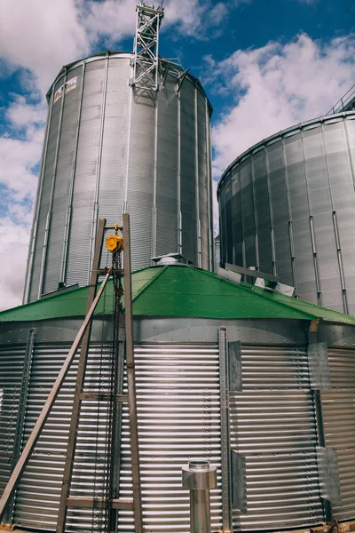 Stainless steel silos — Stock Photo, Image