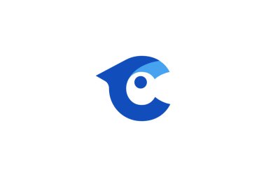 Beyaz Arkaplanda Asgari C Harfi Kuş logosu 