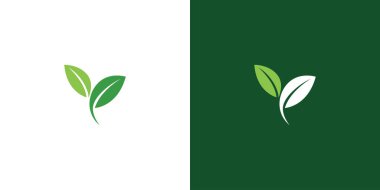 Asgari Eğilim Eko Yaprak Logo Tasarım Şablonu