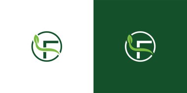 Asgari Moda Harfi F Eko Yaprak Logo Tasarım Şablonu