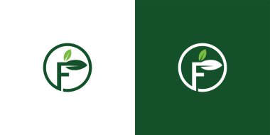 Asgari Moda Harfi F Eko Yaprak Logo Tasarım Şablonu