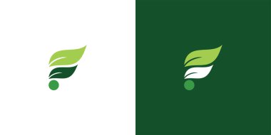 Asgari Moda Harfi F Eko Yaprak Logo Tasarım Şablonu