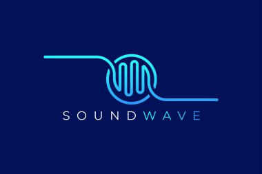 Koyu mavi arkaplanda parlayan mavi ses dalgası