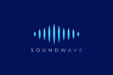 Koyu mavi arkaplanda parlayan mavi ses dalgası